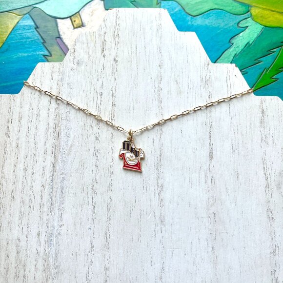 KitKat Enamel Charm Gold Paper Clip Chain Pendant Necklace - Picture 2 of 4
